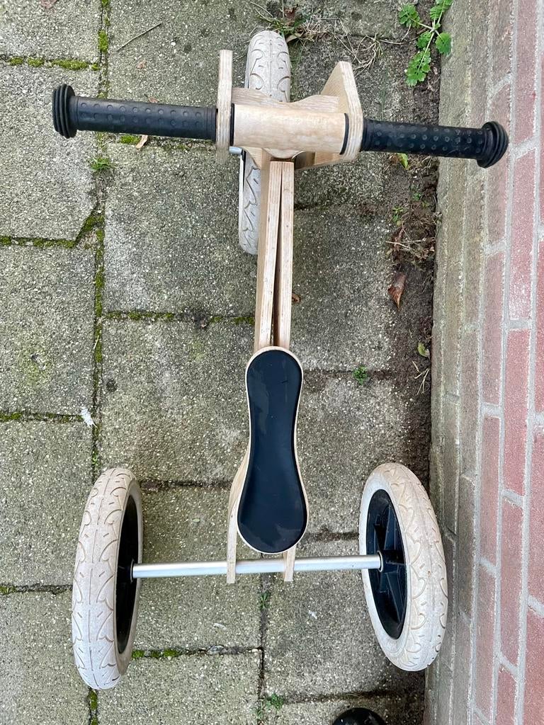 Houten loopfiets met drie wielen, Kinderen en Baby's, Speelgoed | Buiten | Voertuigen en Loopfietsen, Ophalen, Gebruikt, Loopfiets