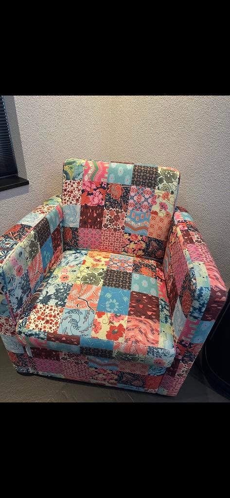 Grote Patchwork Fauteuil, Huis en Inrichting, Fauteuils, Ophalen, Zo goed als nieuw, Stof, 75 tot 100 cm
