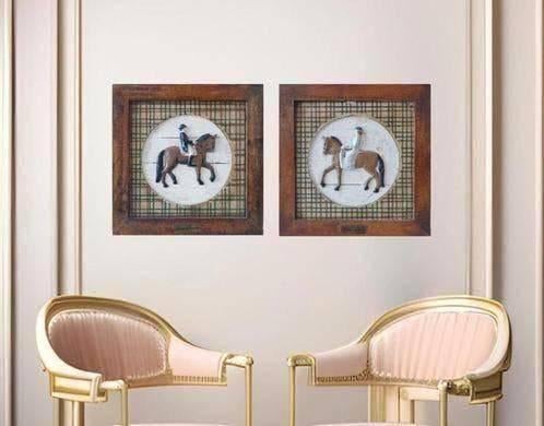 Antieke ca.1910's Paardensport Kunstborden Schilderen op tin, Antiek en Kunst, Ophalen of Verzenden