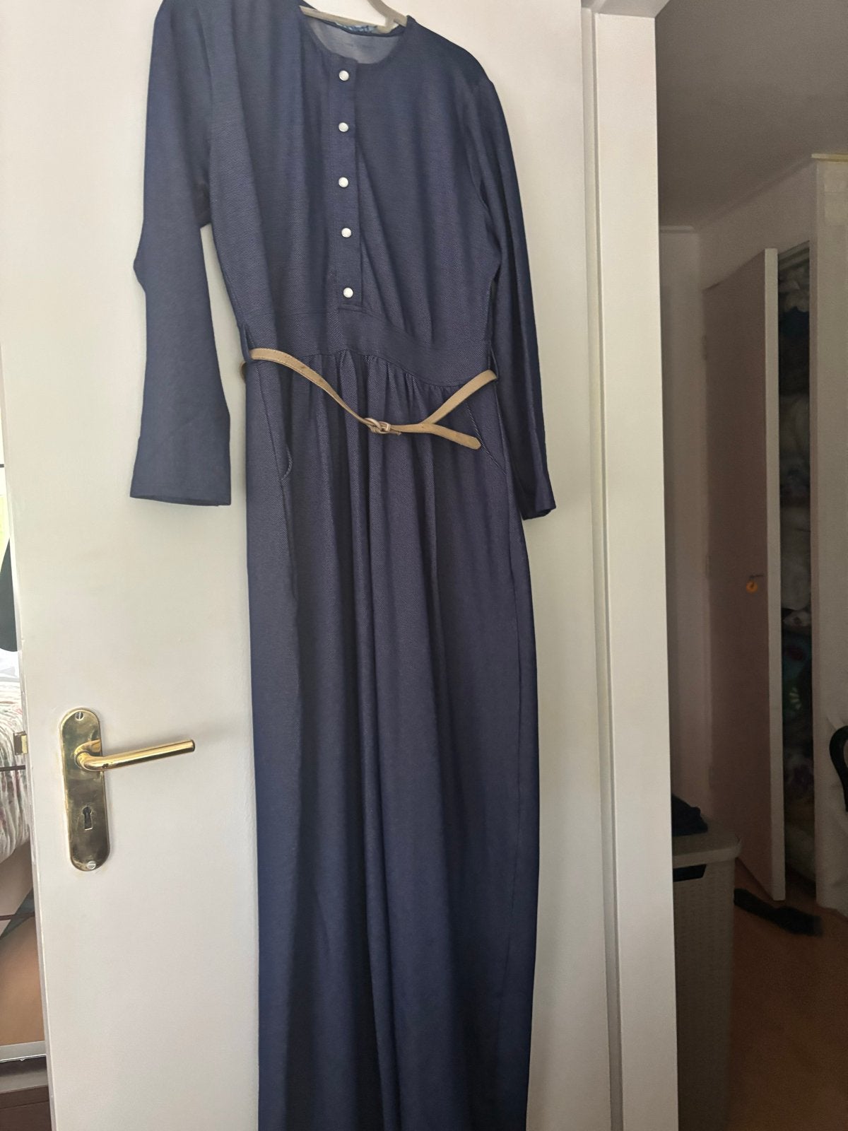 Donkerblauwe spijkerjurk met riem, Kleding | Dames, Maat 38/40 (M), Blauw, Ophalen of Verzenden, Zo goed als nieuw
