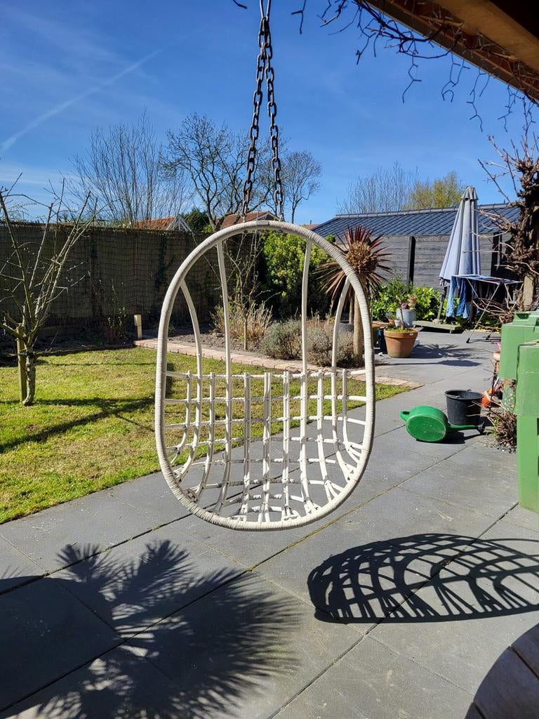 Sissy-Boy Homeland Hangstoel - Wit Wicker, Tuin en Terras, Tuinstoelen, Gebruikt, Wicker, Ophalen of Verzenden