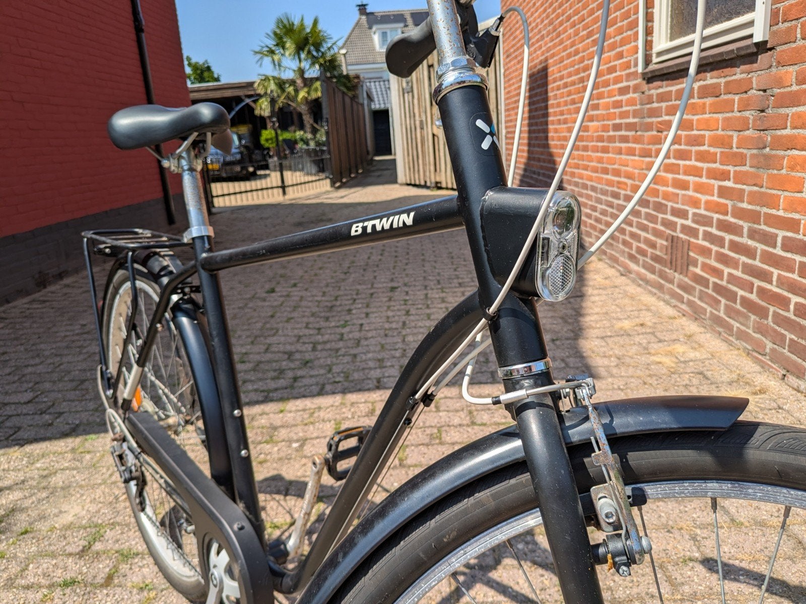 B'twin/Elops herenfiets met 6 versnellingen, Gebruikt, Velgrem, Versnellingen, 53 tot 57 cm