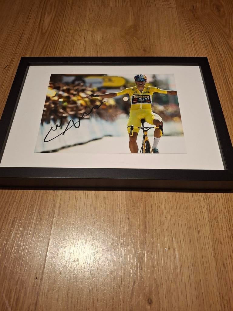 Gesigneerde foto Wout van Aert + videobewijs, Verzamelen, Ophalen of Verzenden, Zo goed als nieuw