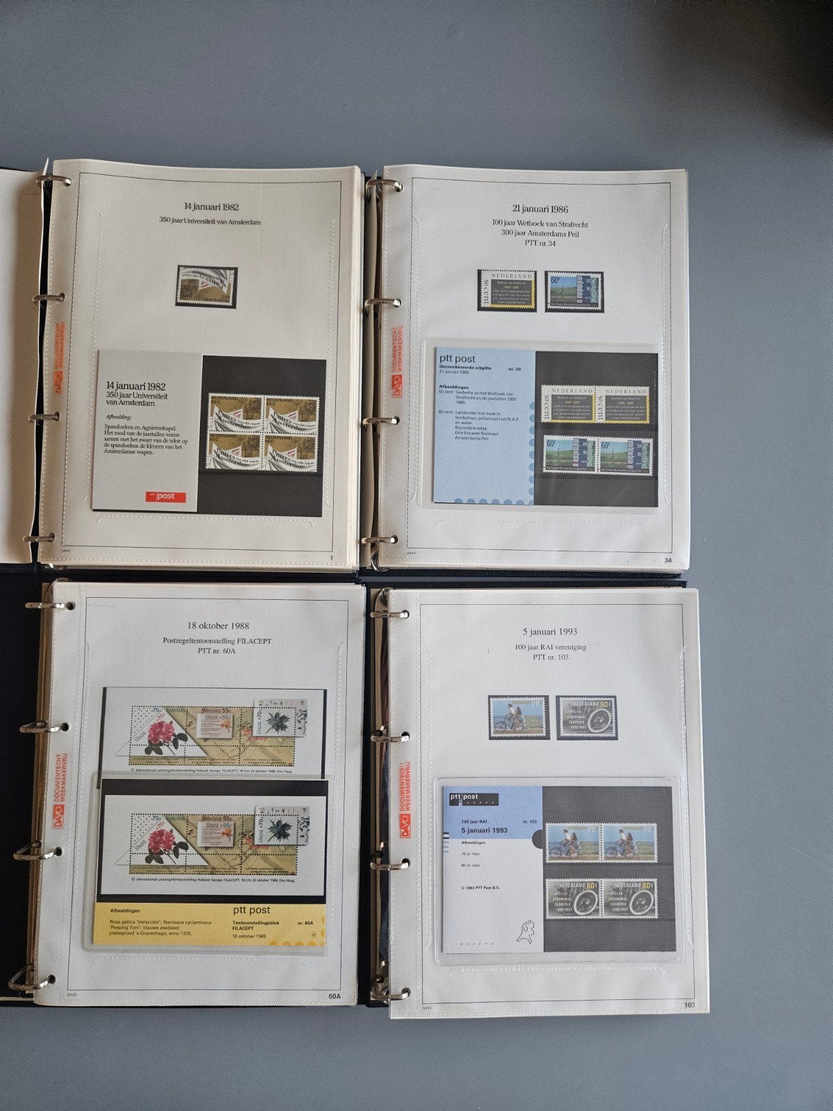 4 volle DAVO albums met pz mapjes en de PF zegels extra, Verzenden, Na 1940, Postfris