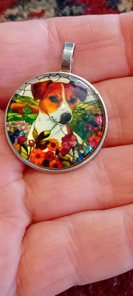 Honden hanger met glas, Overige kleuren, Glas of Kristal, Ophalen of Verzenden, Zo goed als nieuw