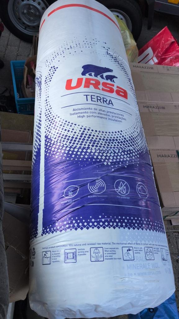 URSA Terra Minerale Wol Isolatie - 1 rol, Dakisolatie, Nieuw, 8 tot 12 cm, Glaswol