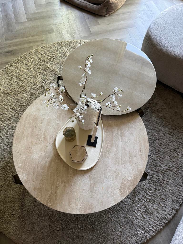 Duran ronde salontafels Set van 2 marmer en epoxy, Overige materialen, Rond, Zo goed als nieuw, Minder dan 50 cm