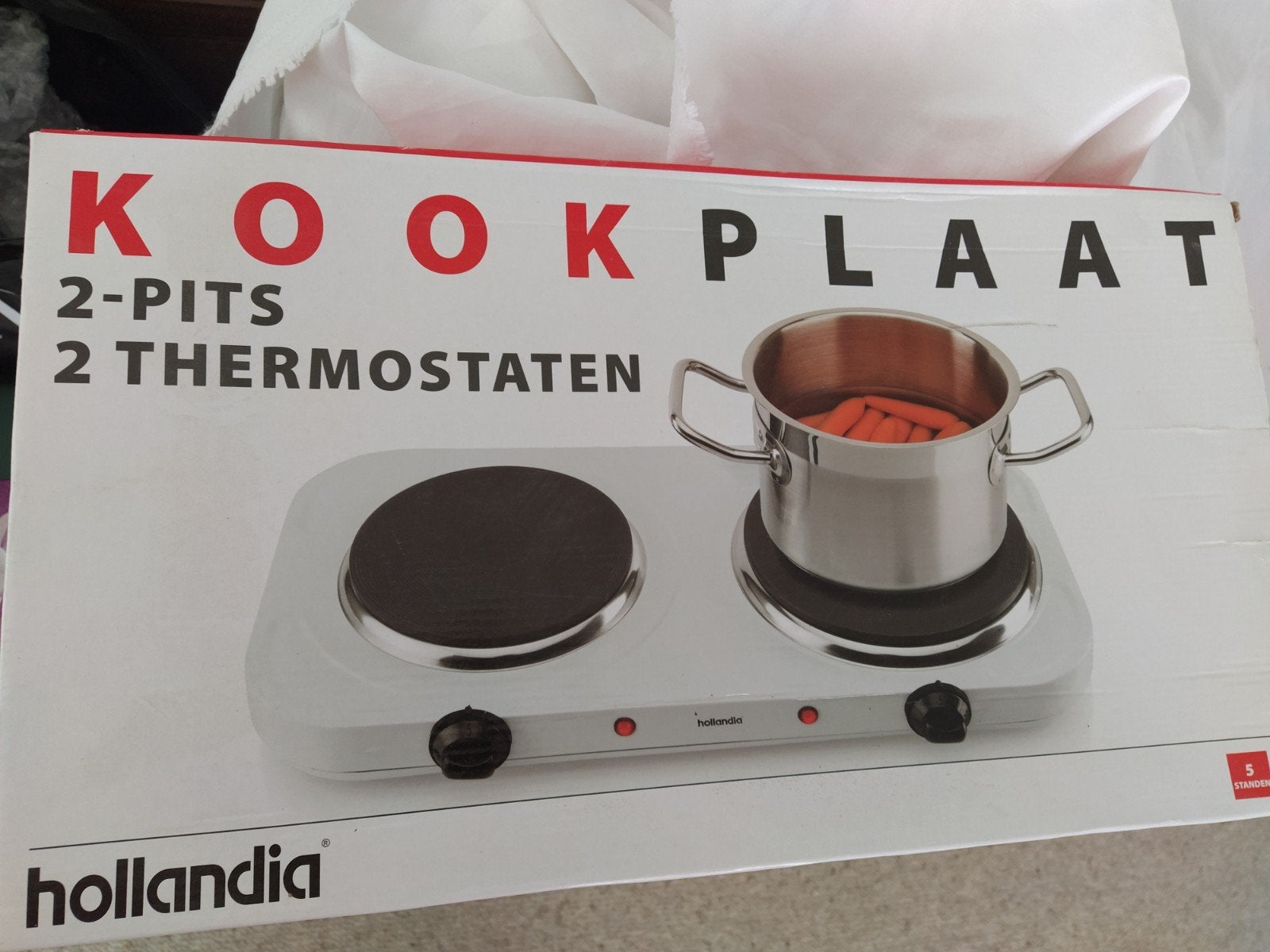 Hollandia Dubbele Kookplaat - 2-pits Elektrisch 2500 watt, Witgoed en Apparatuur, 3 kookzones of minder, Ophalen of Verzenden