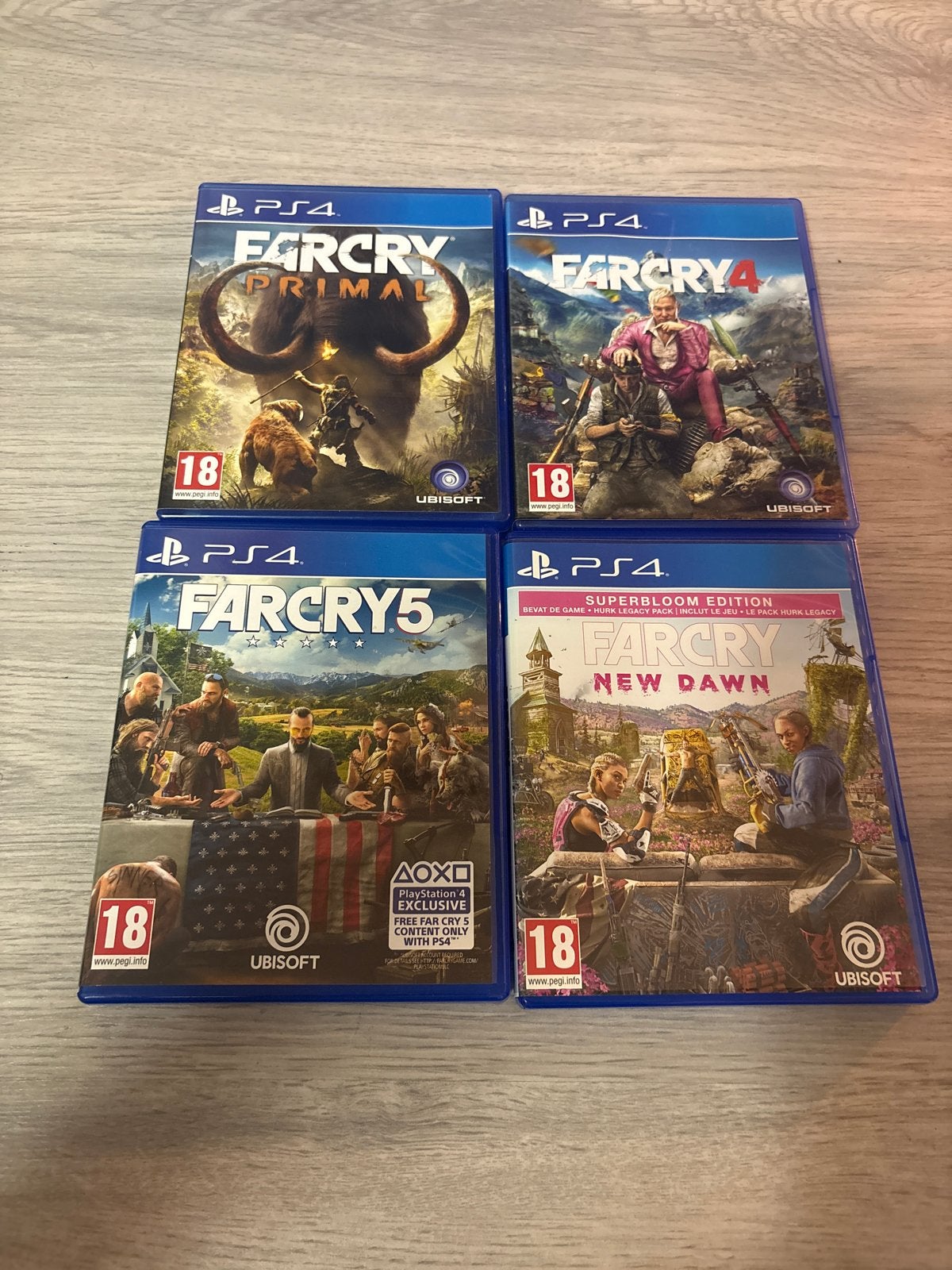 Far Cry PS4 Games Bundel: Primal, 4, 5, New Dawn, Ophalen of Verzenden, Zo goed als nieuw, Shooter, Vanaf 18 jaar