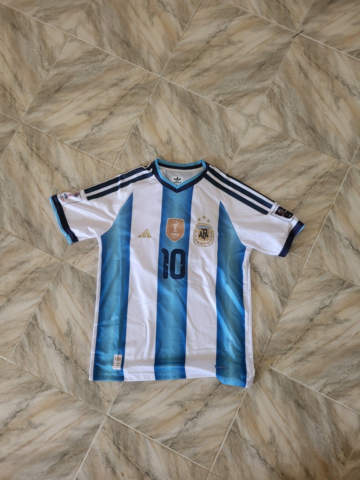 Argentinië Voetbal T-shirt Messi #10 WK 2022, Meerkleurig, Overige maten, Ophalen of Verzenden, Zo goed als nieuw