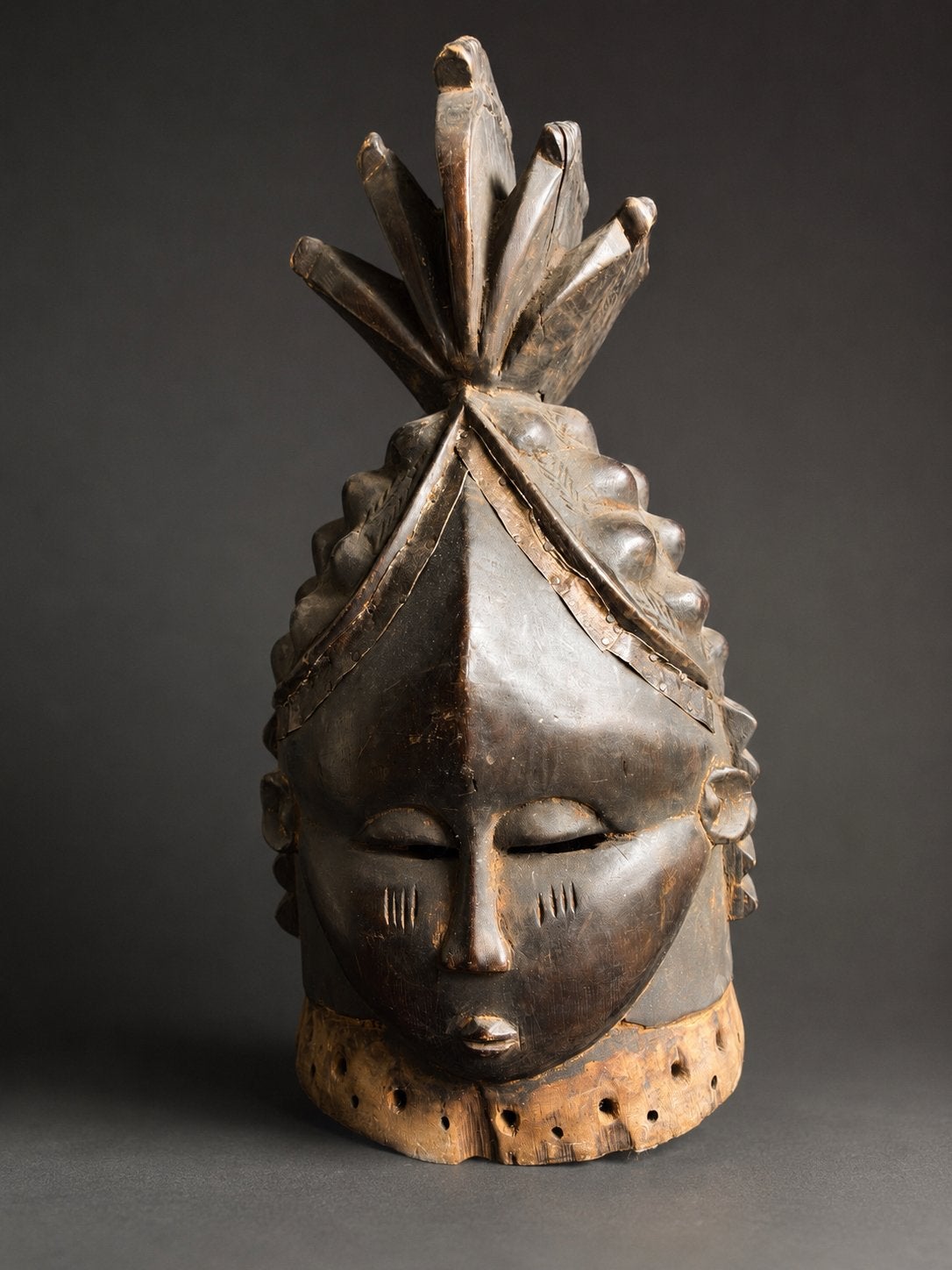 Antiek Afrikaans Masker - Sierra Leone , Mende, Hout, Bruin, Afrika, Masker