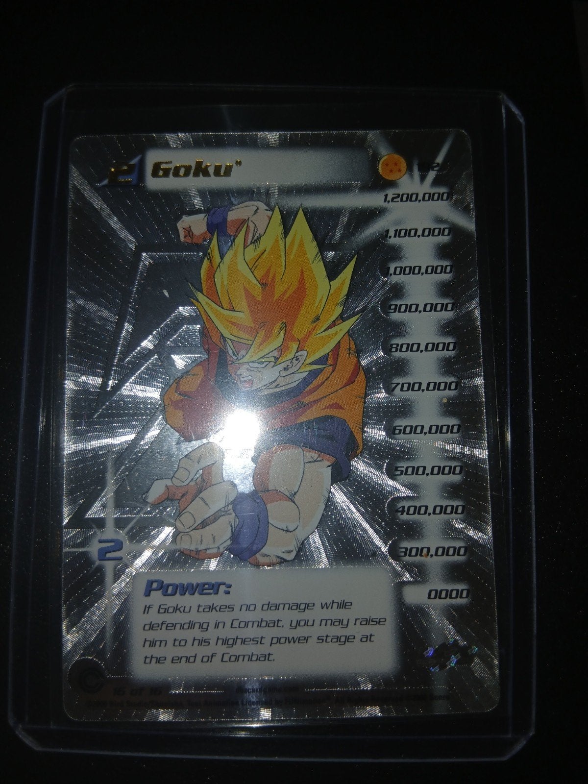 Dragon Ball Z TCG Goku Super Saiyan Foil Kaart, Ophalen of Verzenden, Zo goed als nieuw, Losse kaart, Foil