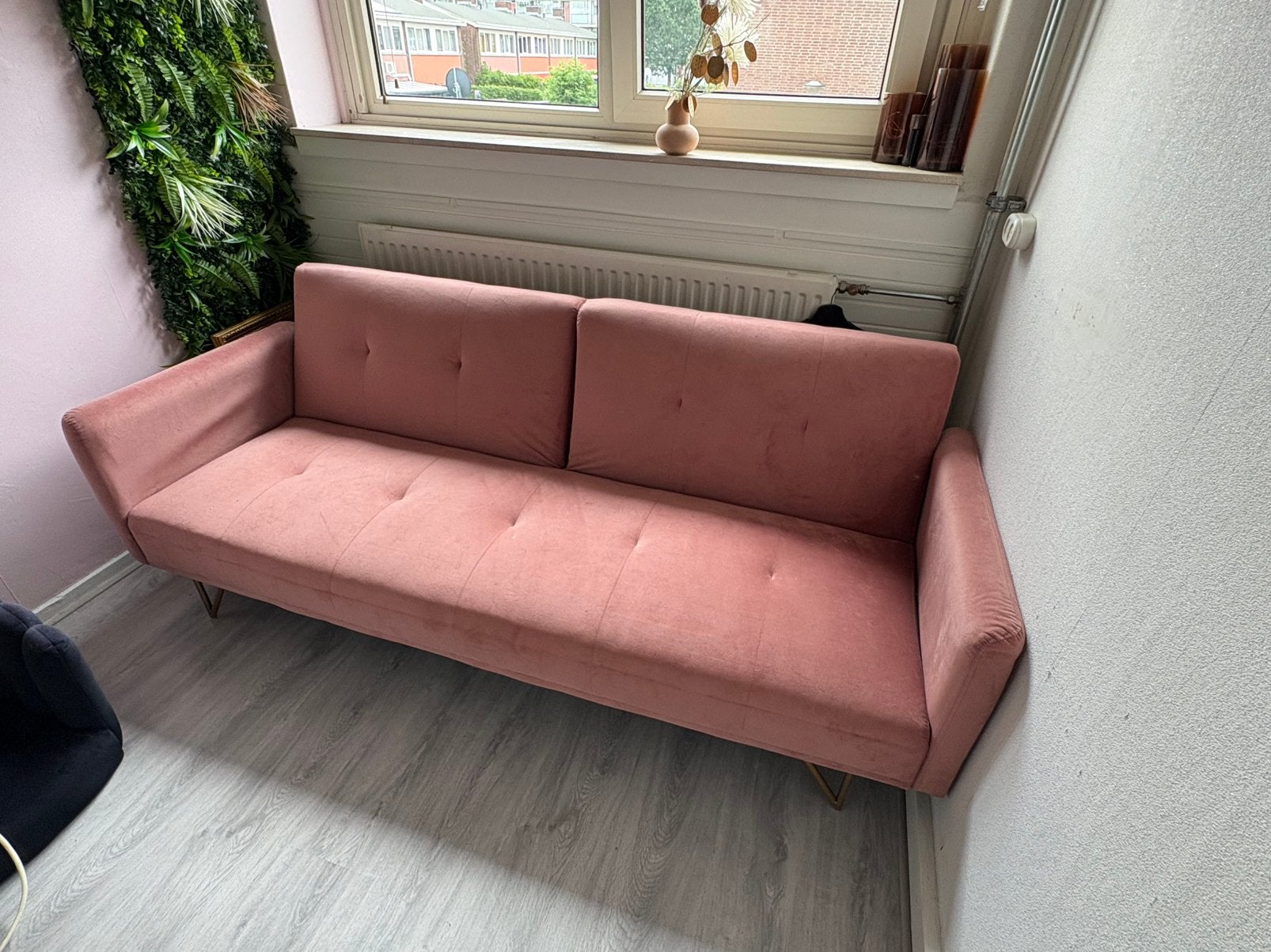 Roze bank en slaapbank, 150 tot 200 cm, Tweepersoons, 75 tot 100 cm, Ophalen of Verzenden