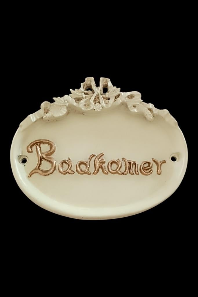 Vintage deurbordje Badkamer van keramiek, Ophalen of Verzenden