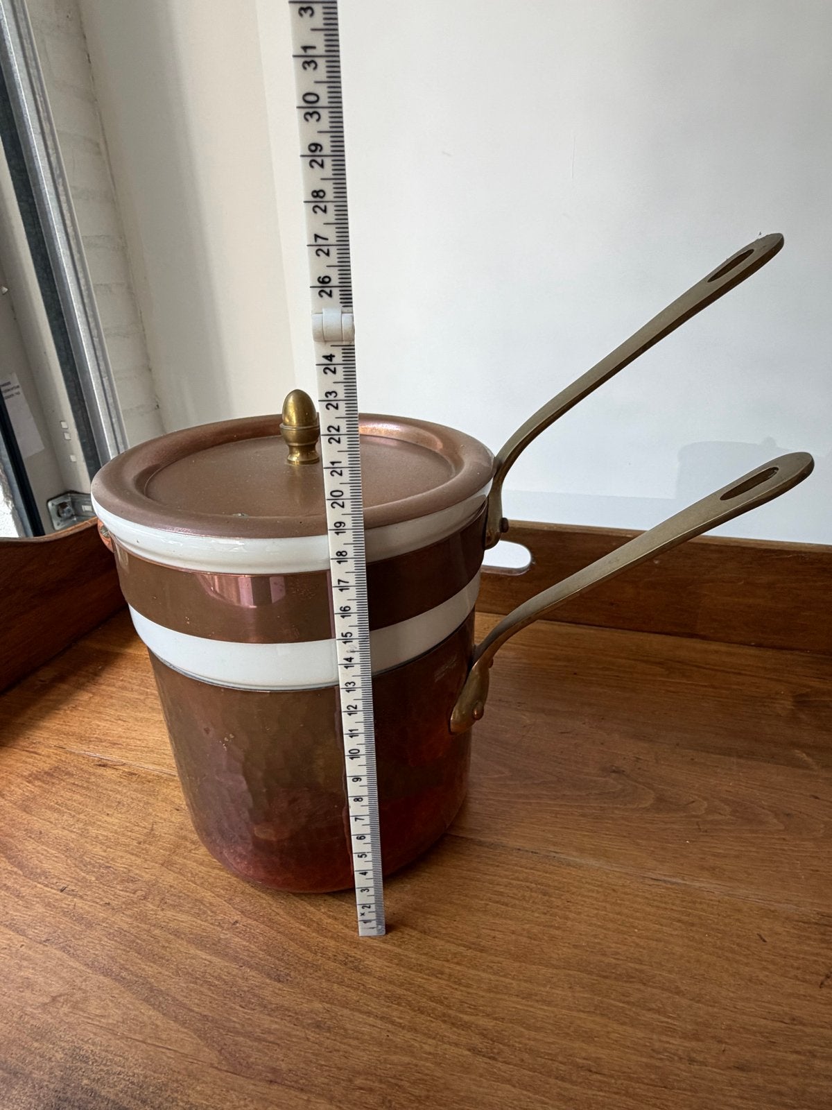 Mauviel Koperen Bain-Marie met Porseleinen Binnenpan, Ophalen of Verzenden