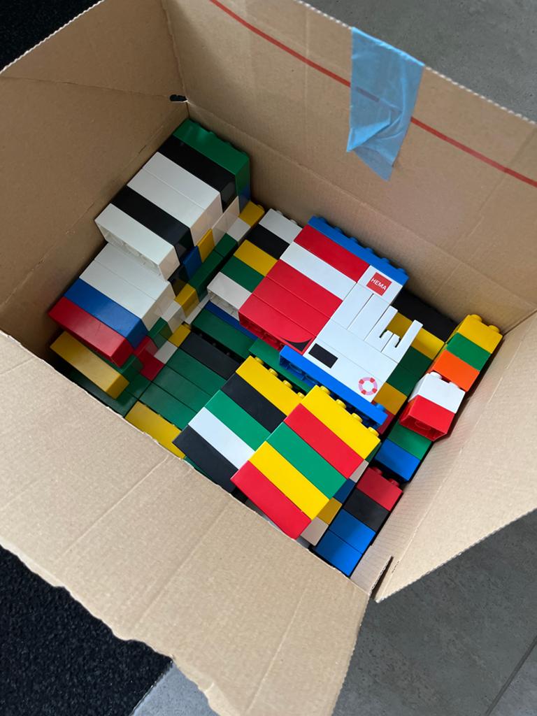 Grote doos met bouwblokken, Ophalen of Verzenden, Zo goed als nieuw, Overige merken