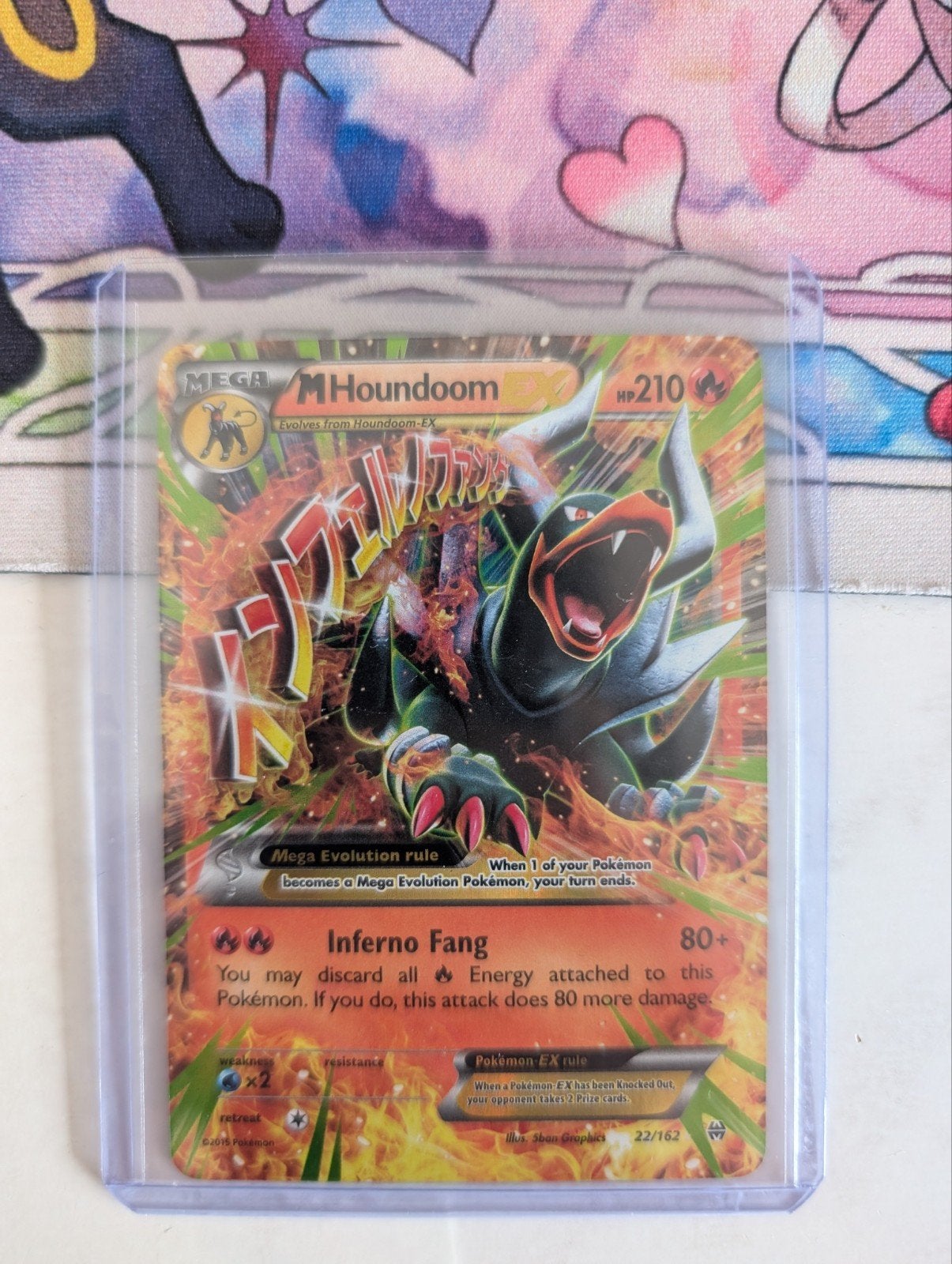 Pokémon M Houndoom EX (22/162), Hobby en Vrije tijd, Verzamelkaartspellen | Pokémon, Ophalen of Verzenden, Zo goed als nieuw, Losse kaart