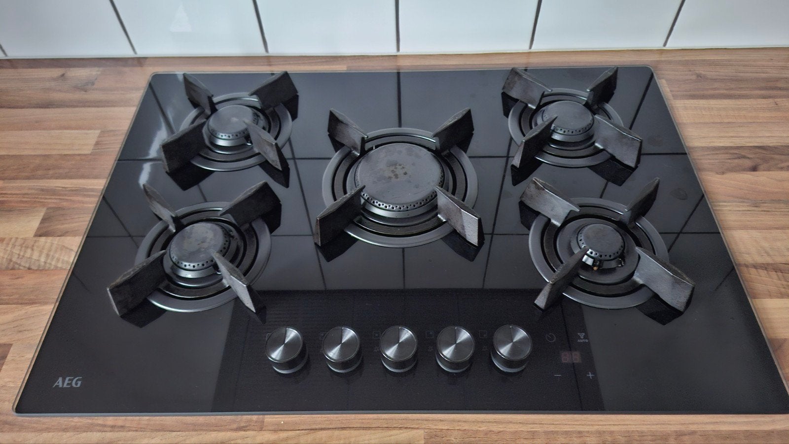 AEG gaskookplaat 5 pits HKB75453NB, Ophalen, Gebruikt, Inbouw, Gas