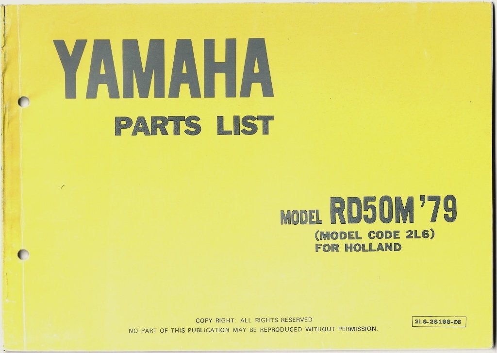 Yamaha RD50 M Holland model parts list (4609z) bromfiets, Verzenden, Zo goed als nieuw