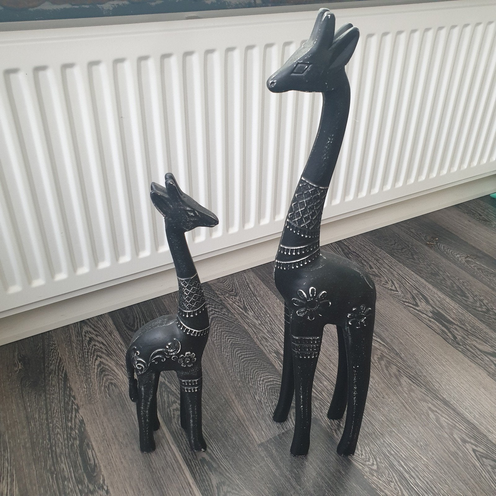 Decoratieve Giraffen Beeldjes - Set van 2, Hout, Zwart, Ophalen of Verzenden, Oosters