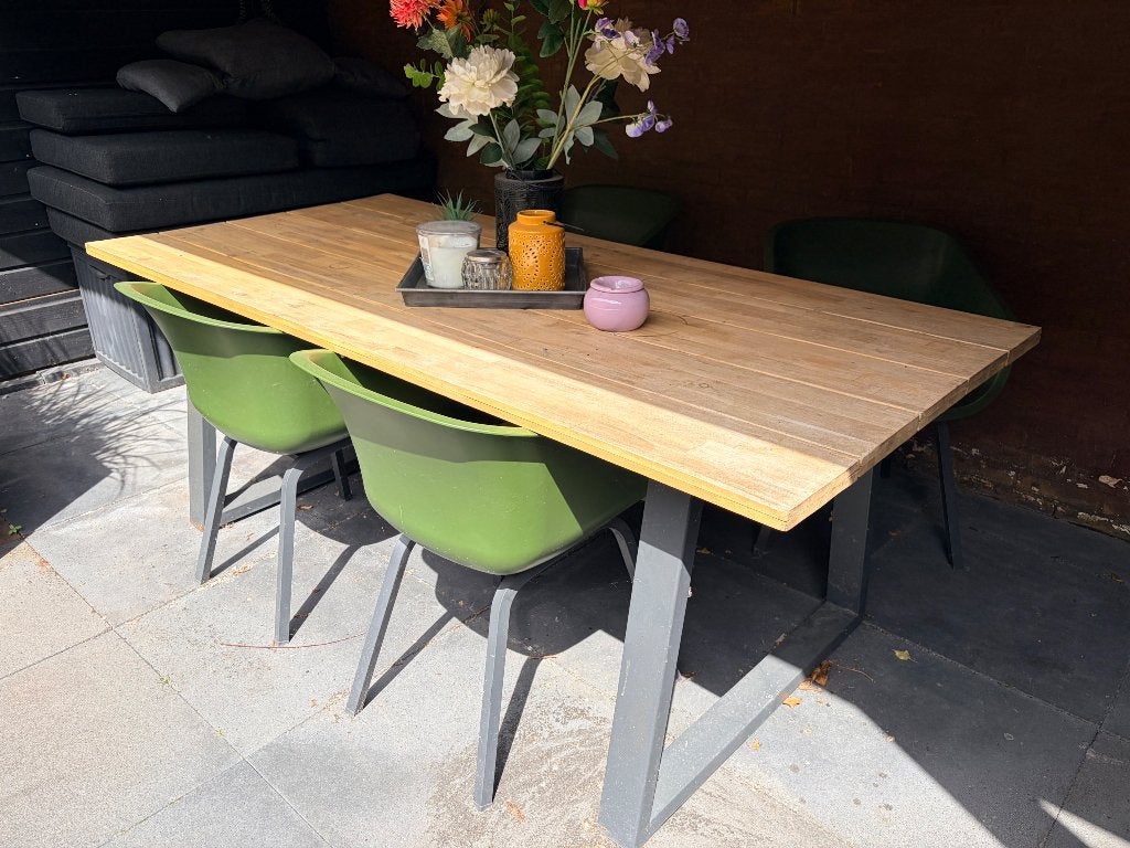 Tuintafel met vier stoelen, Ophalen, Zo goed als nieuw, Rechthoekig, Aluminium