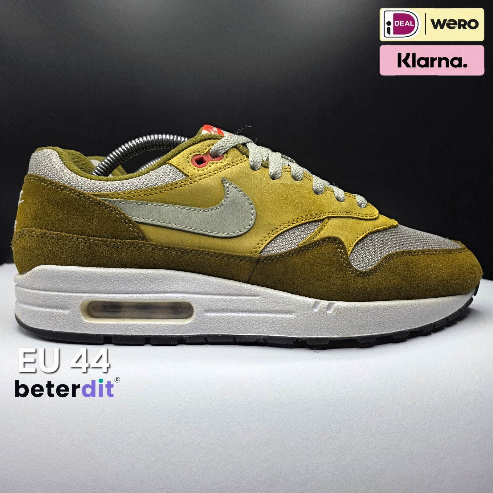 Nike Air Max 1 Curry Pack 'Olive' 44, Nike air max, Beterdit, Ophalen of Verzenden, Heerenveen