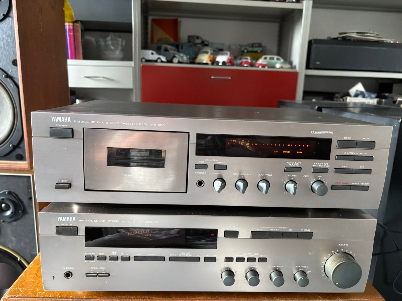 Te koop : Yamaha versterker RX-385 rds plus cassettedeck KX, Ophalen of Verzenden, Zo goed als nieuw, 120 watt of meer, Yamaha