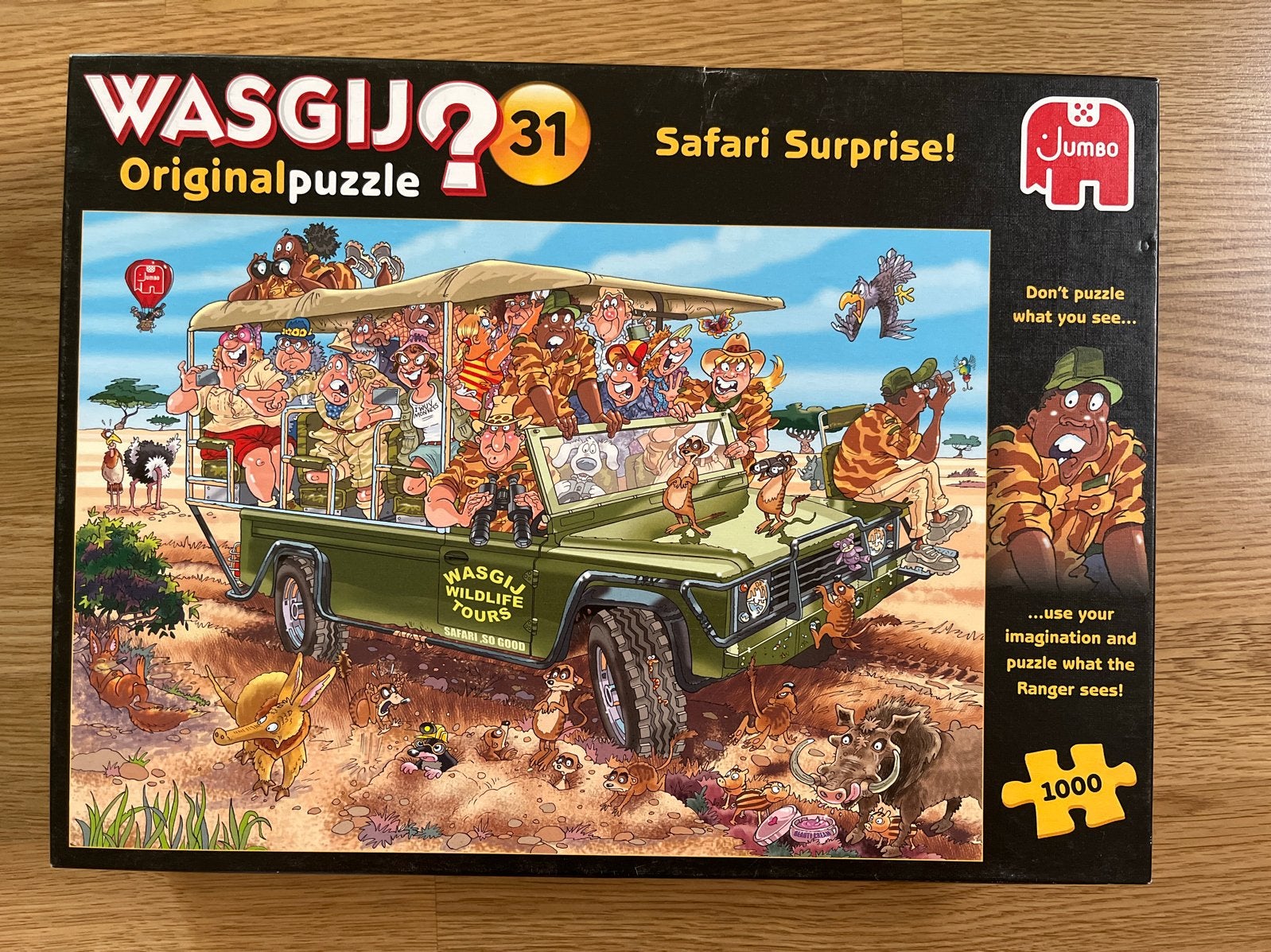 Wasgij Puzzel Safari Surprise! 1000 stukjes, Ophalen of Verzenden, 500 t/m 1500 stukjes, Zo goed als nieuw, Legpuzzel