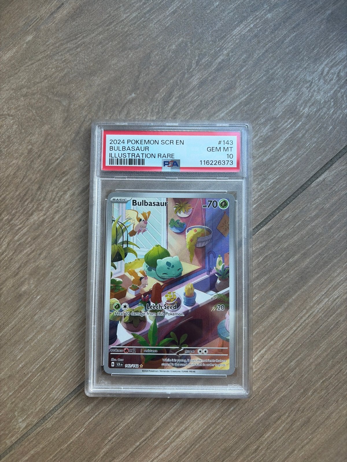 Pokemon Bulbasaur 143 Stellar Crown 2024 PSA 10, Ophalen of Verzenden, Zo goed als nieuw, Losse kaart
