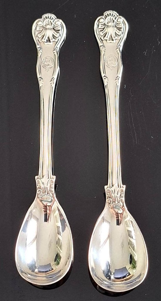 Paar Antieke St. Zilver Kings Husk Lepels Lias London 1840, Antiek en Kunst, Ophalen of Verzenden, Zilver