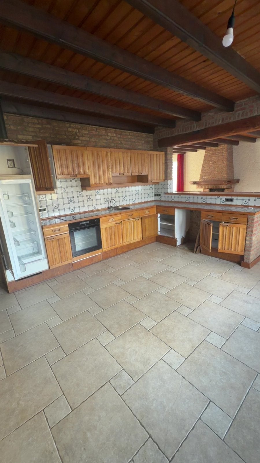 Massief eiken houten keuken, Ophalen, Gebruikt, Bruin, Hoekkeuken