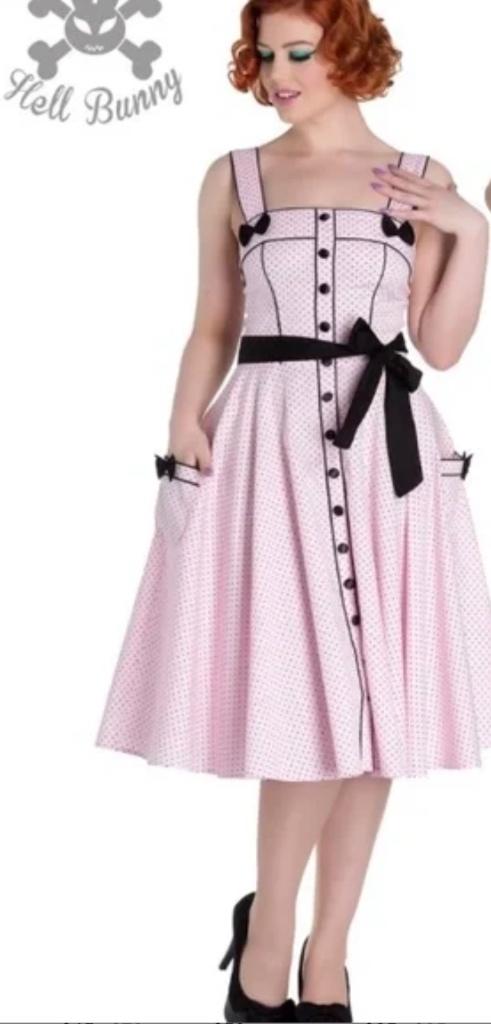 NIEUWE Hell Bunny rock & roll jaren 50 jurk roze met kaartje, Kleding | Dames, Jurken, Maat 46/48 (XL) of groter, Nieuw, Ophalen of Verzenden