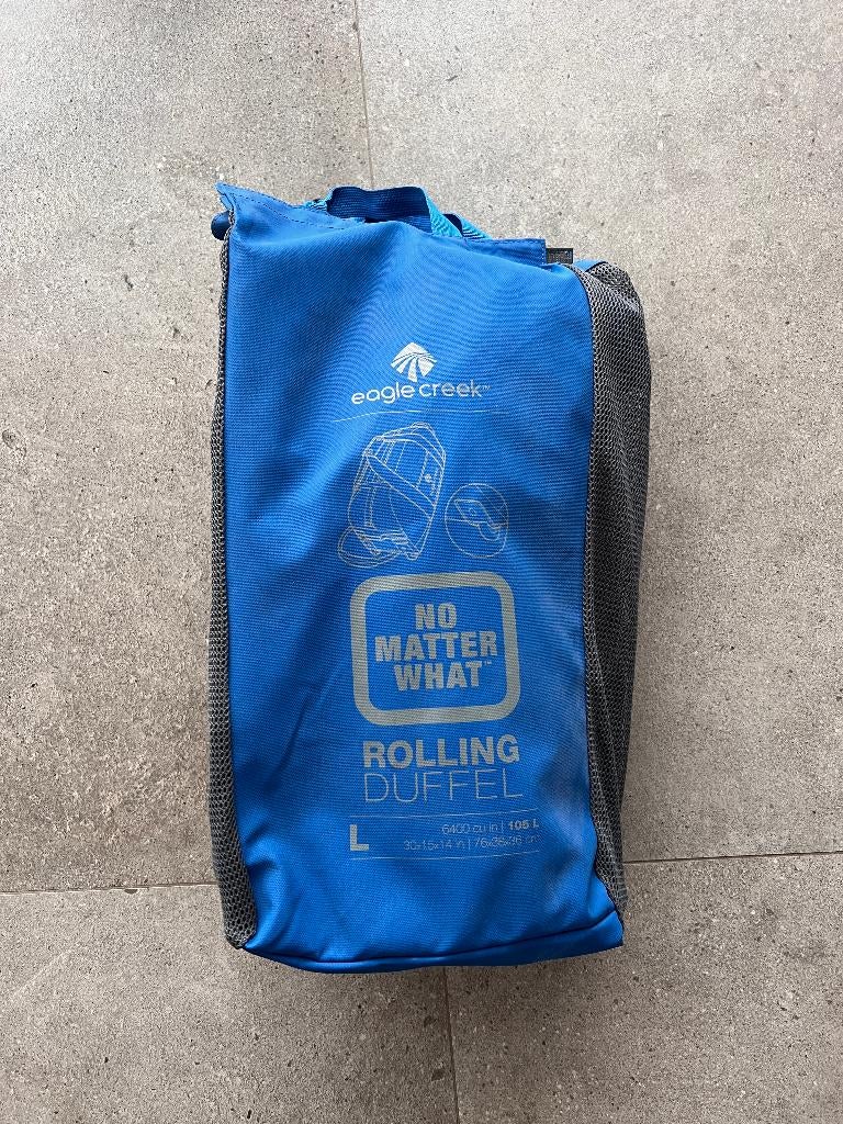 Eagel creek, blauwe weekend tas, rolling duffel, 105 ltr, Sieraden, Tassen en Uiterlijk, Tassen | Sporttassen, Zo goed als nieuw