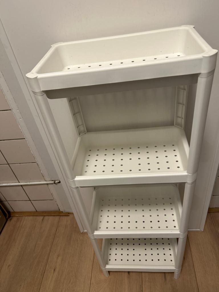 Witte kunststof opbergrek met 4 etages, Huis en Inrichting, Kasten | Overige, Ophalen, Gebruikt