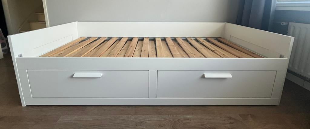 Ikea BRIMNES Bedbank wit (80 x 200 cm), Ophalen, Verstelbaar, Eenpersoons, Wit