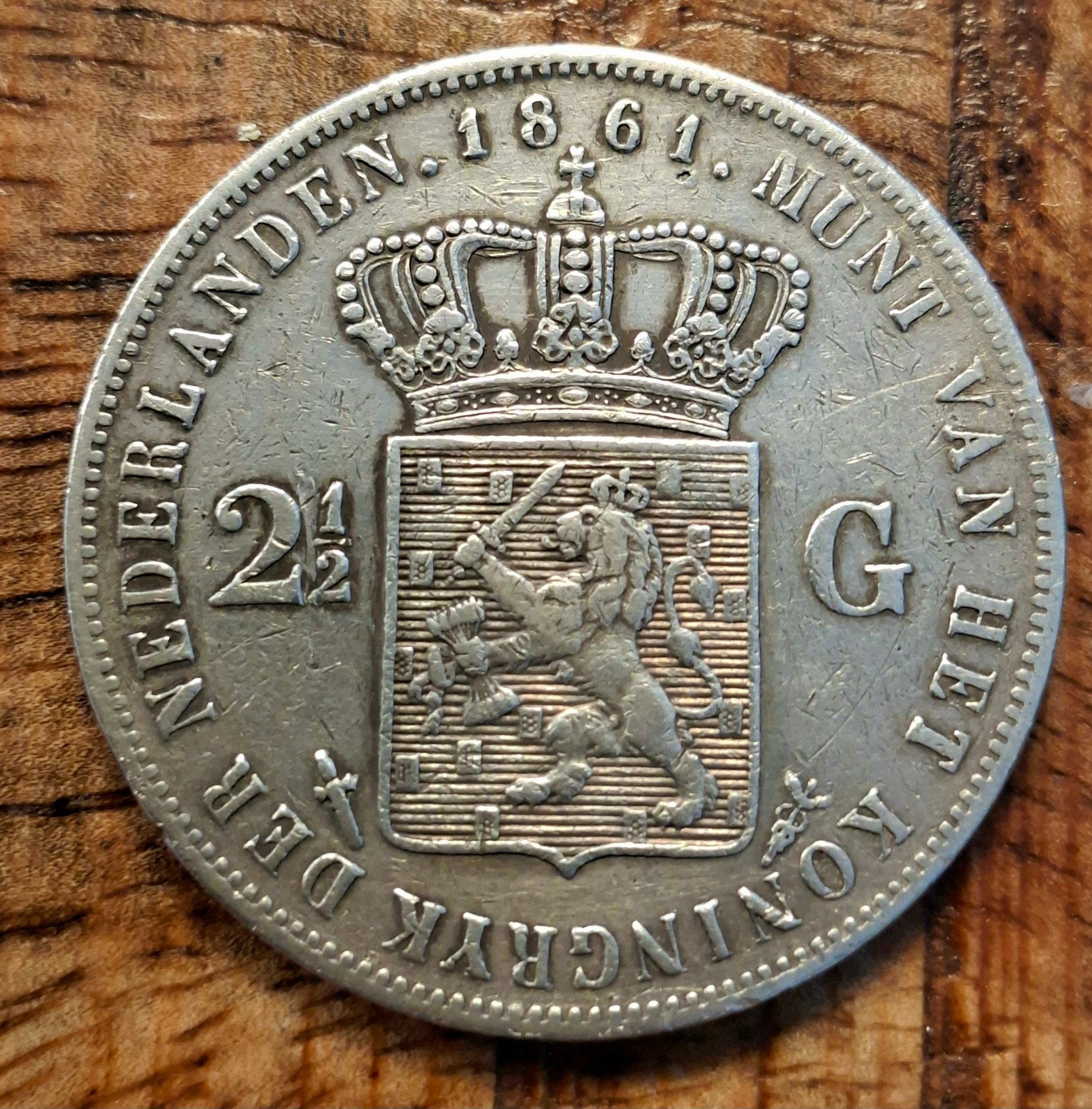 Rijksdaalder 1861 willem 3 type a, Ophalen of Verzenden, Koning Willem III, 2½ gulden