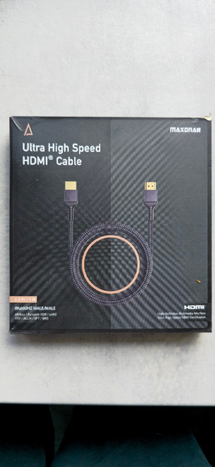 Maxonar Ultra High Speed HDMI Kabel 8K@60Hz 1M, Ophalen of Verzenden, Nieuw, Minder dan 2 meter, HDMI-kabel
