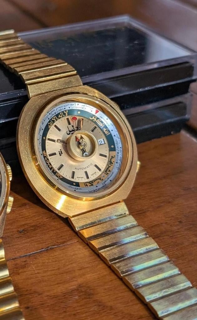 Dalil Monte Carlo vintage muslim watch "new old stock", Ophalen of Verzenden, Nieuw, Leer, Overige merken