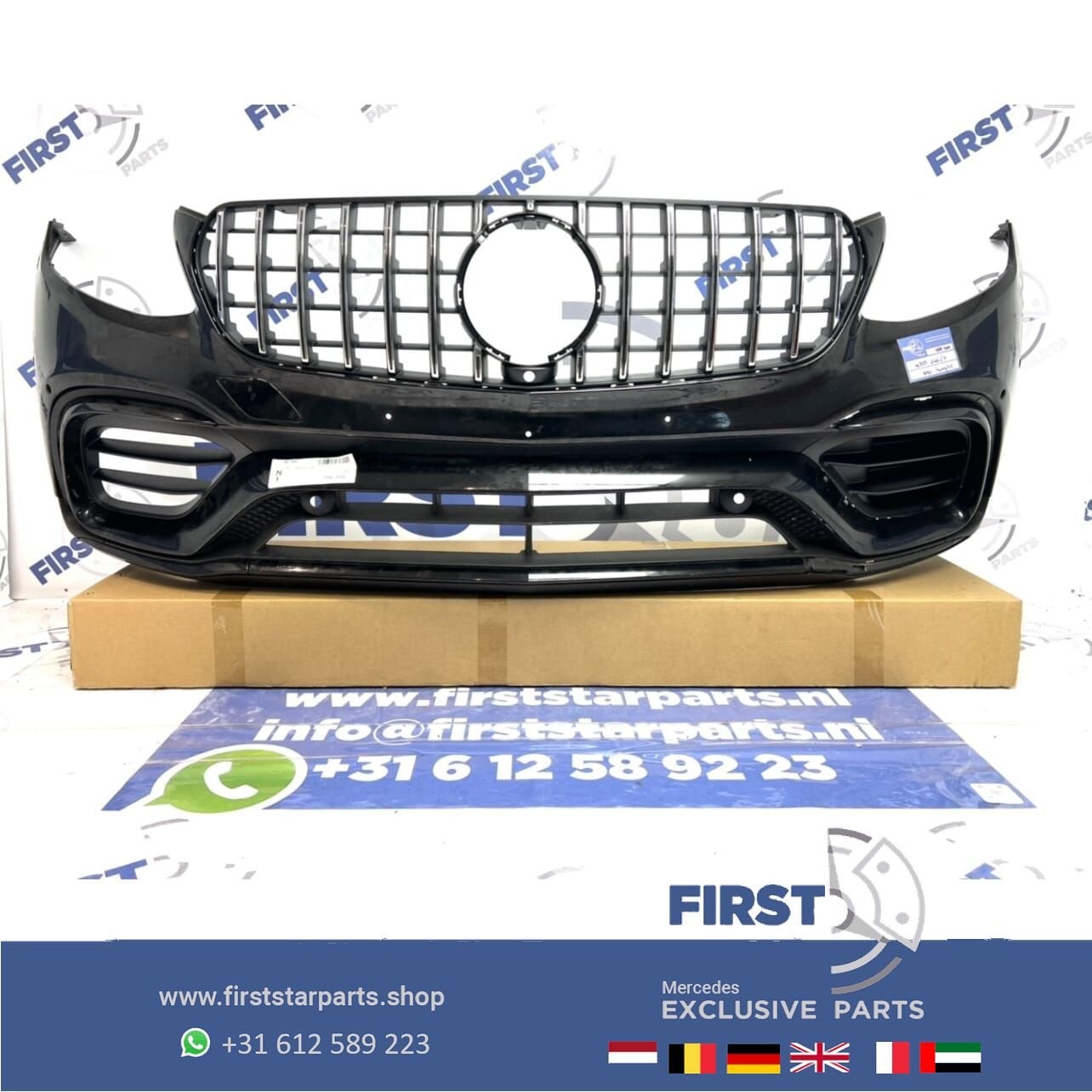 W253 GLC 63 AMG VOORBUMPER Mercedes ZWART ORIGINEEL 2016-201, Gebruikt, -, Voor, Ophalen of Verzenden