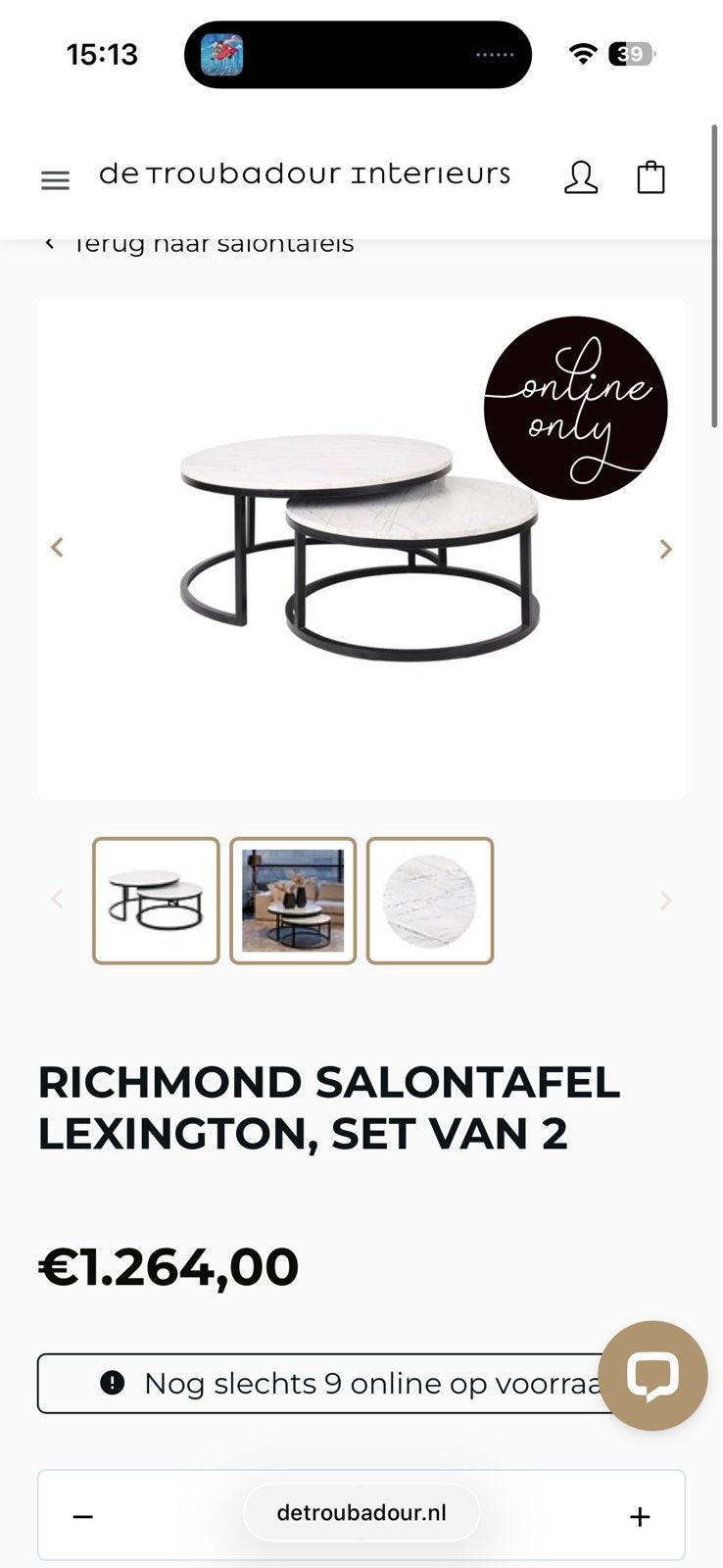Richmond Lexington salontafels van massief marmer, Ophalen, Gebruikt, Rond, 50 tot 100 cm