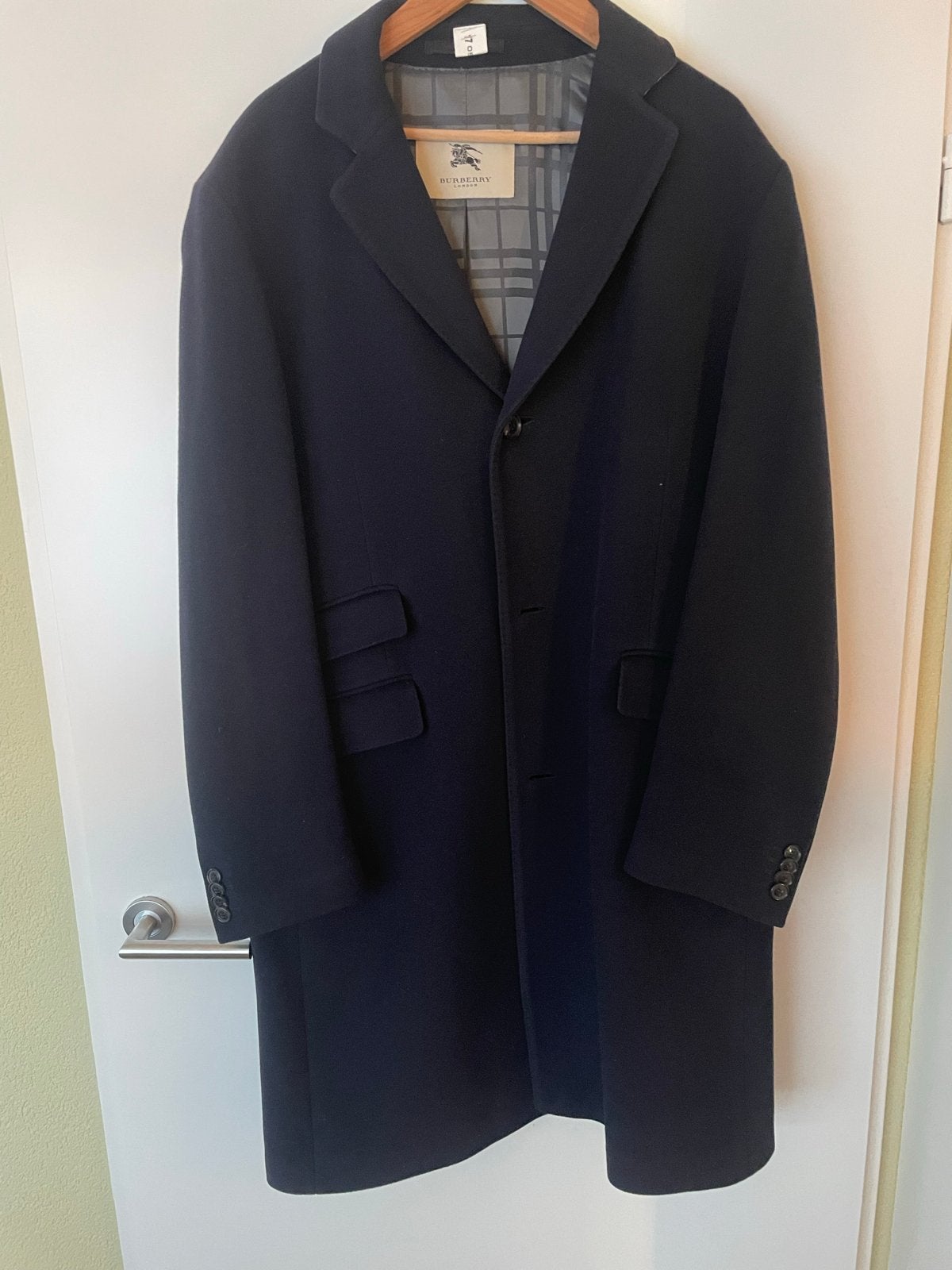 Burberry wintermantel - blauw - wol/kasjmier - maat 56 (XL), Ophalen of Verzenden, Gedragen, Maat 56/58 (XL), Blauw