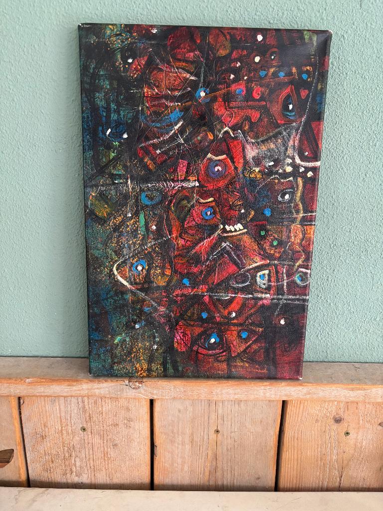 Abstract schilderij op doek – kleurrijk en expressief, Ophalen of Verzenden