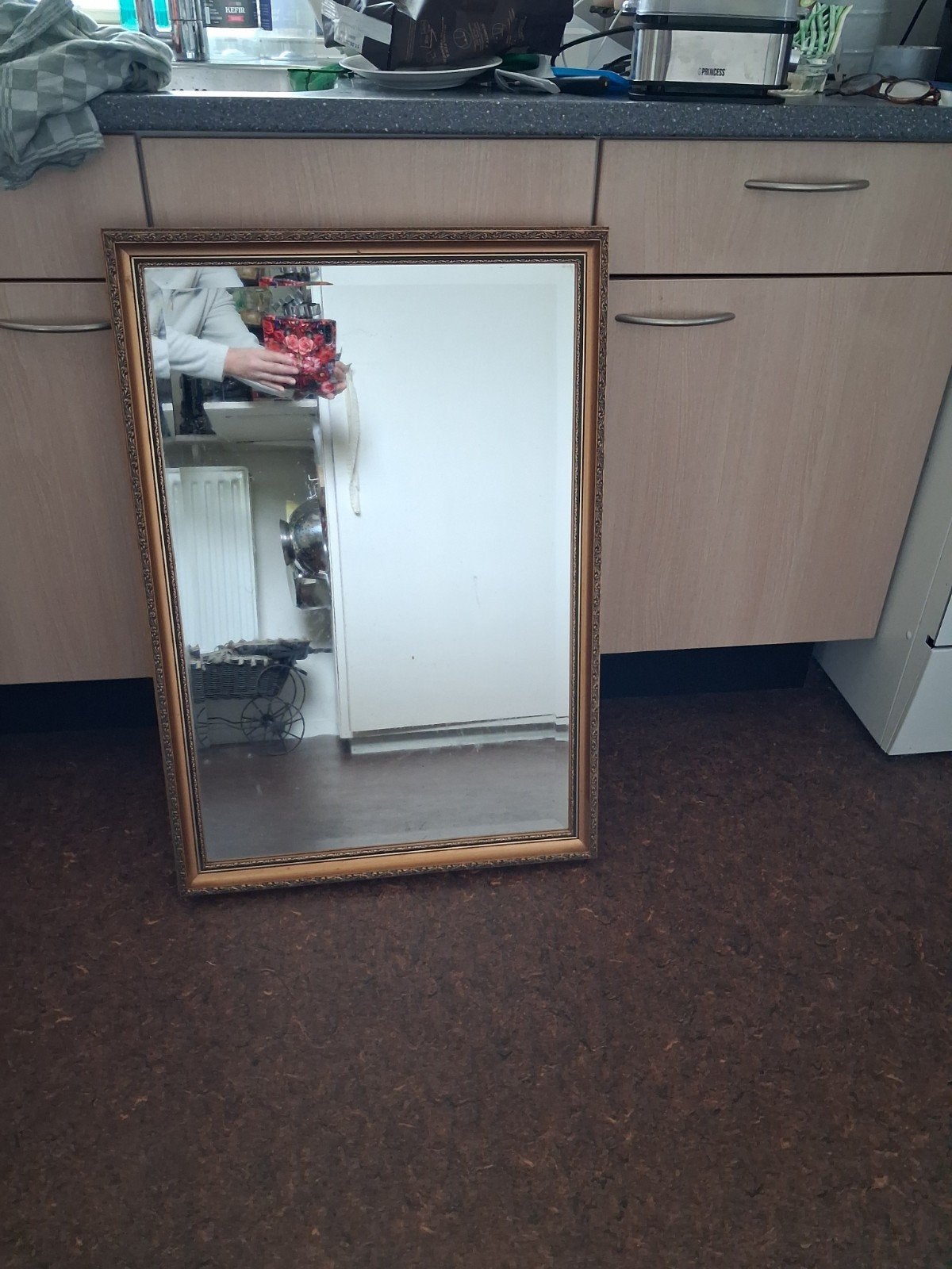 Decoratieve spiegel met gouden lijst - 65x82 cm, Ophalen