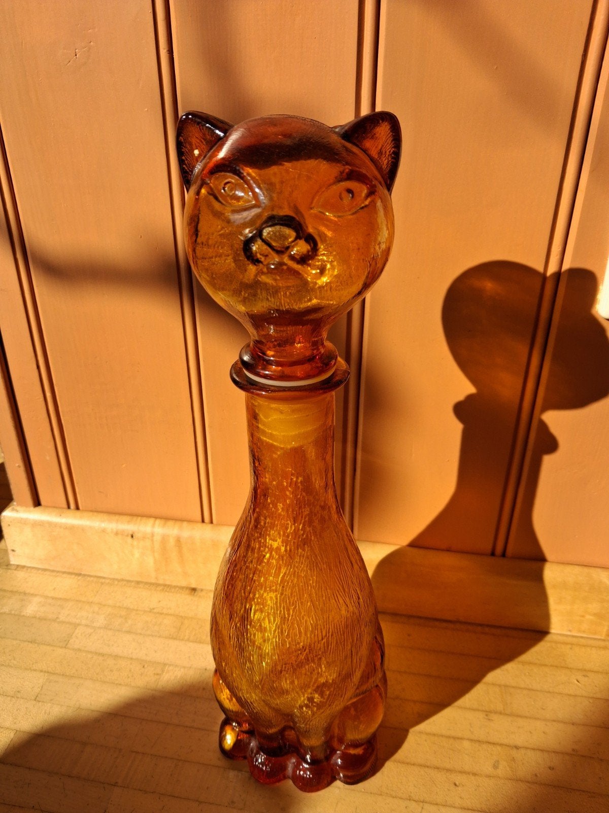 Empoli kattenfles - Grote gele/bruine fles in katvorm, Antiek en Kunst, Ophalen of Verzenden