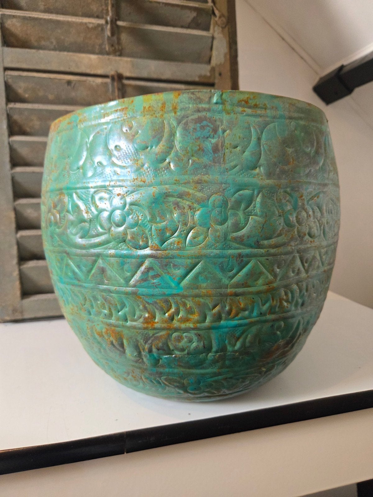 Mooie groene plantenpot, Ophalen, Gebruikt, Groen, Glas