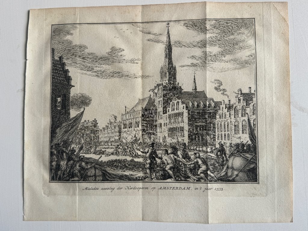 1935 Aanslag der de herdoopers op Amsterdam P0870-06, Ophalen of Verzenden, Ets, 1700 - 1799