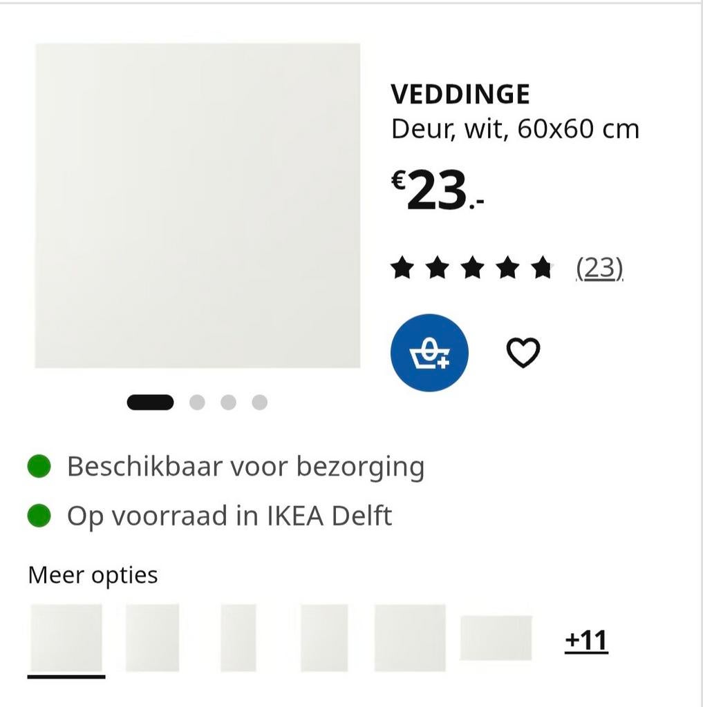 Veddinge 2 deuren, wit 60x60, Ophalen, Wit, 50 tot 100 cm, Minder dan 25 cm