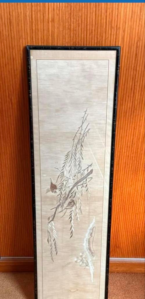 Antiek japans  zijde scroll schilderij, Antiek en Kunst, Ophalen