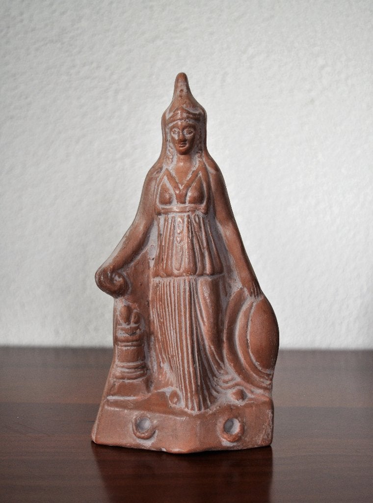 Beeldje Terracotta Figuur Athena met Schild 18 cm, Ophalen of Verzenden