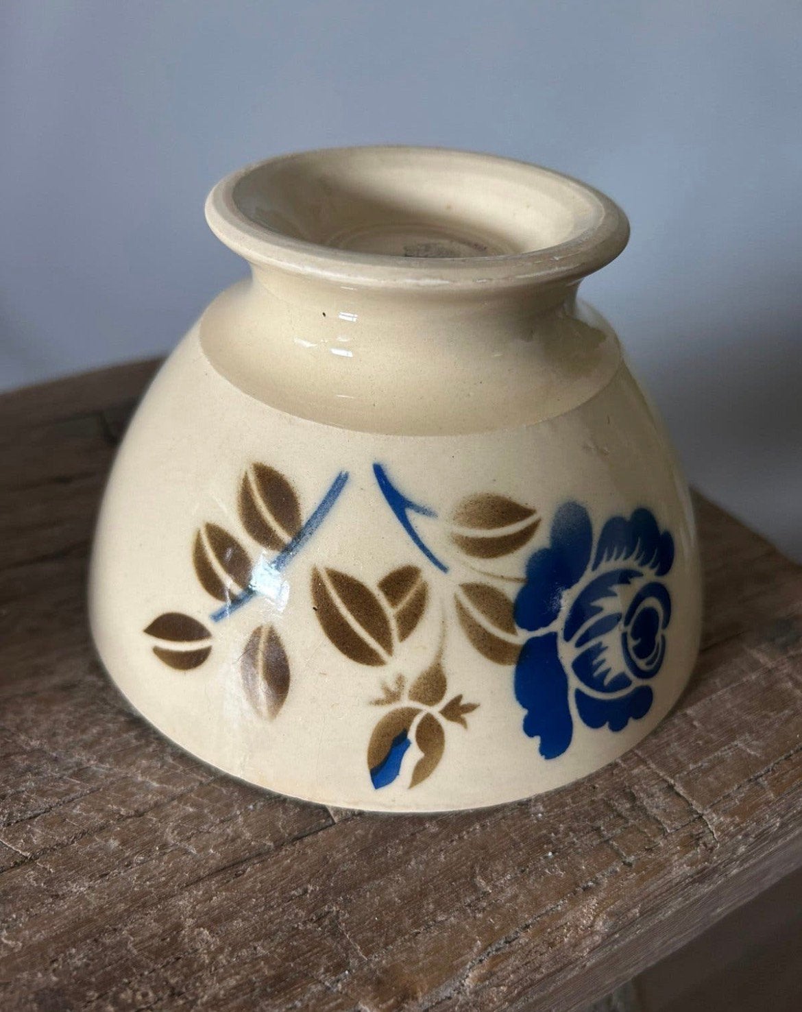Franse spoelkom digoin blauw / bruine bloem, Antiek en Kunst, Ophalen of Verzenden